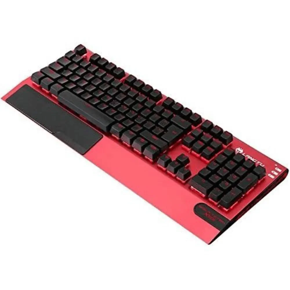 LED Multimedia Knob Mechanical Keyboard with Mouse & Mouse Pads Red/Red Backlit